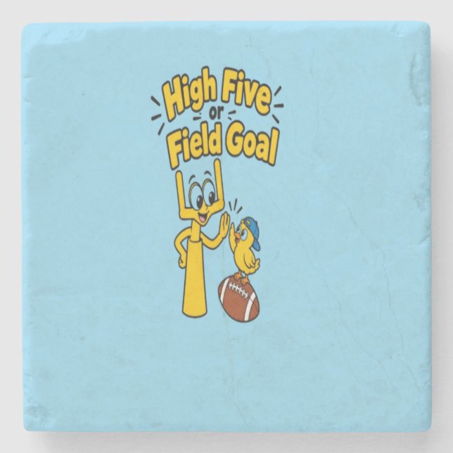 High Five oder Field Goal Cartoon-Kinderbekleidung Steinuntersetzer (Vorderseite)