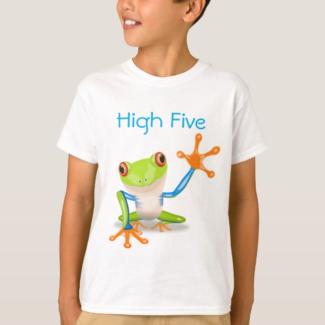 High Five Orange and Blue Funny Funny Frosch Shirt (Vorderseite)