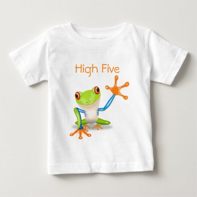 High Five Orange and Blue Funny Funny Frosch Shirt (Vorderseite)