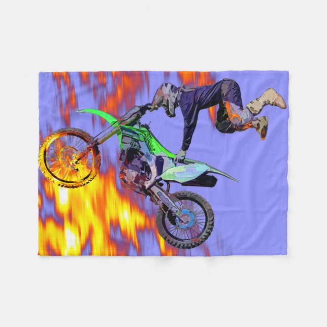 High Flying Freestyle Motocross Rider Fleecedecke (Vorderseite (Horizontal))