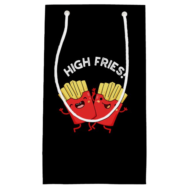 High Fries Funny Friend Pun Dark BG Kleine Geschenktüte (Vorderseite)