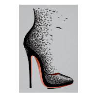 High Heel Birds Wall Art - Surreal Fashion Shoe