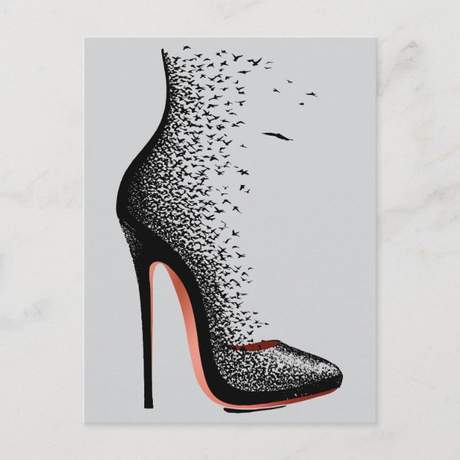 High Heel Birds Wall Art - Surreal Fashion Shoe Postkarte (Vorderseite)