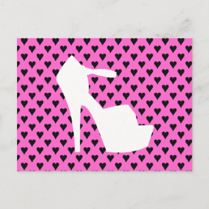 HIGH HEEL - PUMP IT UP SASSY PINK HEARTS POSTKARTE
