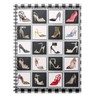 High Heel Schuhe Collage Stiletto Quilt Black Notizblock