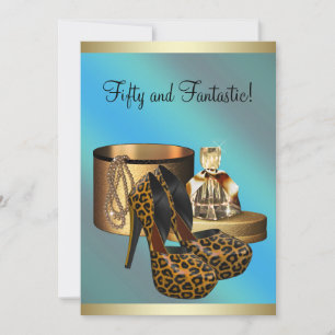 High Heel Schuhe Leopard Gold Frauen 50. Geburtsta Einladung