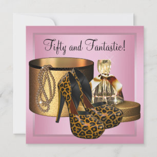 High Heel Schuhe Leopard Gold Frauen 50. Geburtsta Einladung