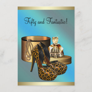 High Heel Schuhe Leopard Gold Frauen 50. Geburtsta Einladung