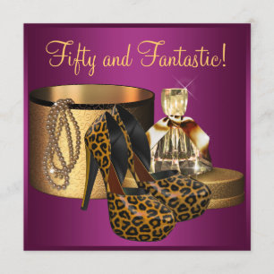 High Heel Schuhe Rosa Leopard Damen 50. Geburtstag Einladung