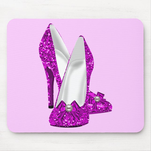 High Heel Schuhe Stileto Glitzer Rosa Mousepad (Vorne)