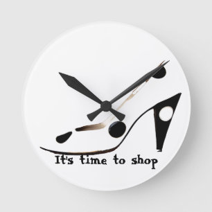 High Heel Shoe Fashionista Wall Clock Runde Wanduhr