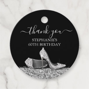 High Heel Shoe Geburtstag Danke, Silver Black Geschenkanhänger