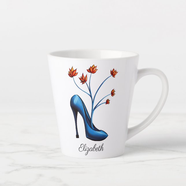 High Heel Shoe und Blume Bouquet Art Milchtasse (Rechts)
