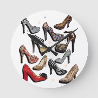High Heel Shoel Collage Sparkle Fashion Pumps Runde Wanduhr