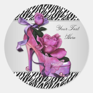 High Heel Shoel Hot Pink Zebra Stickers
