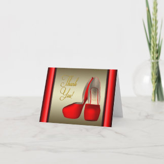 High Heel Shoes Black Red Gold Vielen Dank Dankeskarte