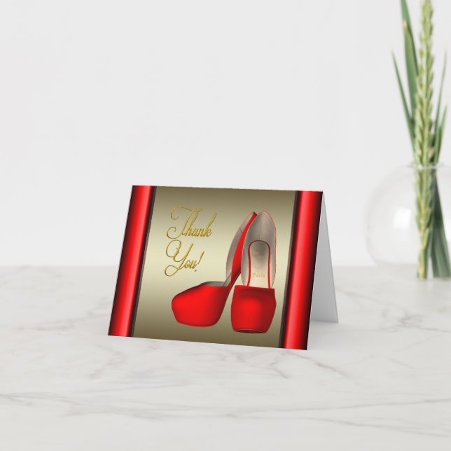 High Heel Shoes Black Red Gold Vielen Dank Dankeskarte (Vorderseite)