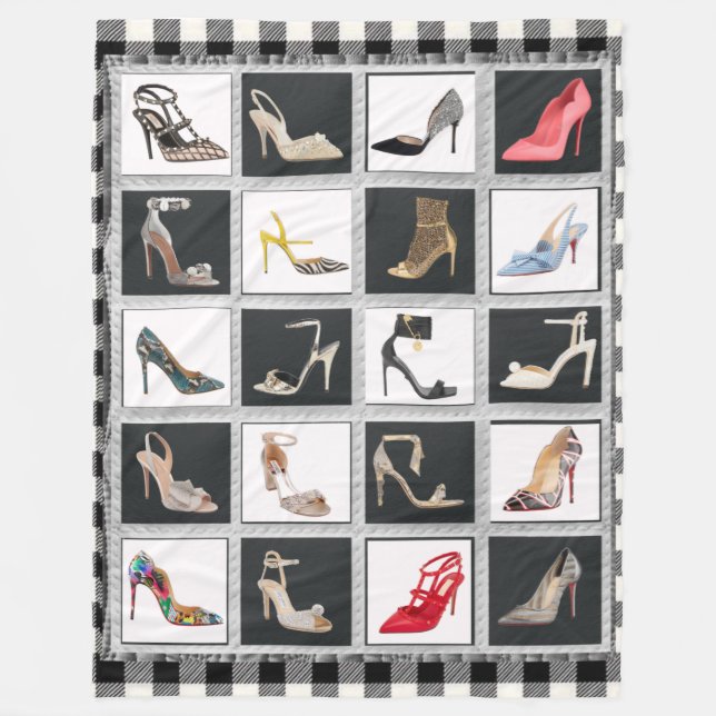 High Heel Shoes Collage Stiletto Quilt Blanket Fleecedecke (Vorderseite)