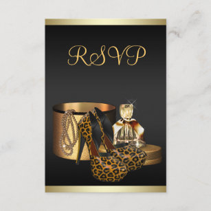 High Heel Shoes Leopard Gold UAWG RSVP Karte
