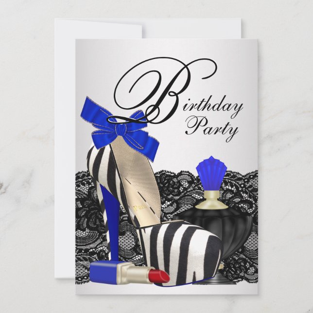 High Heel Shoes Royal Blue Birthday Party Einladung (Vorderseite)