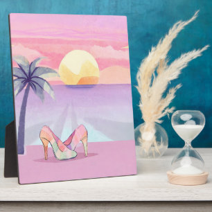 High Heels am Strand Kunstprint, Pastell Tropical Fotoplatte