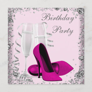 High Heels Champagner Rosa Geburtstagsfeier Einladung