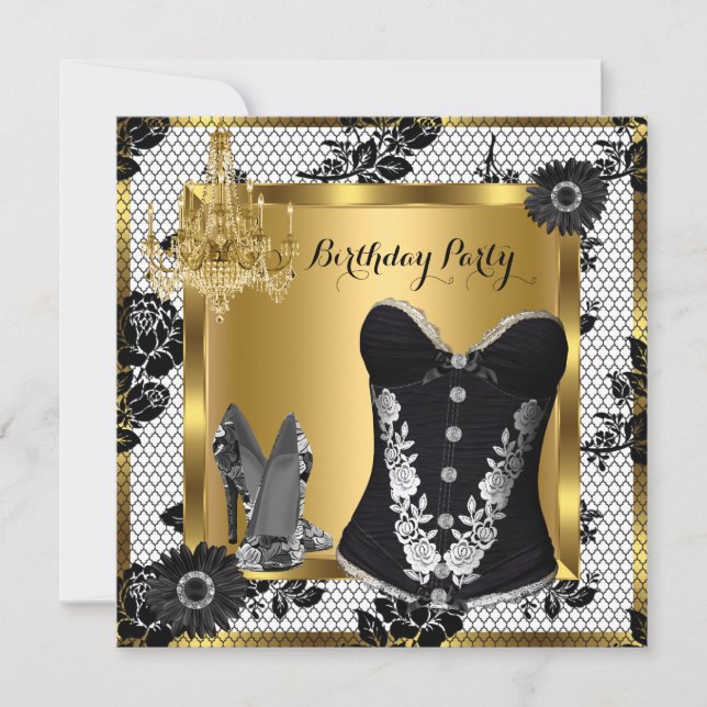 High Heels Chandelier Lace Corset Black 3 Einladung (Vorderseite)