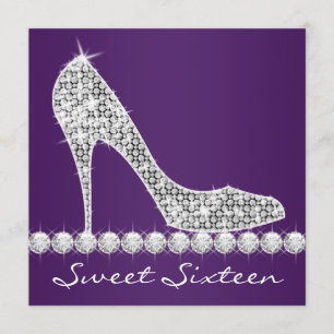 High Heels Lila Sweet Sixteen Geburtstagsfeier Einladung