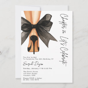 High Heels Schwarze Schleife 26. Geburtstagsfeier  Einladung