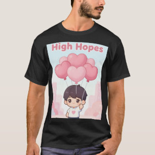 High Hopes Chibi Boy rosa Herzballons Pastell Ästh T-Shirt