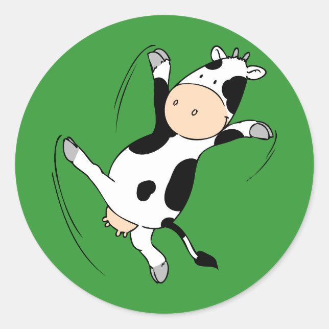 High Kicking Cow.png Runder Aufkleber (Vorderseite)