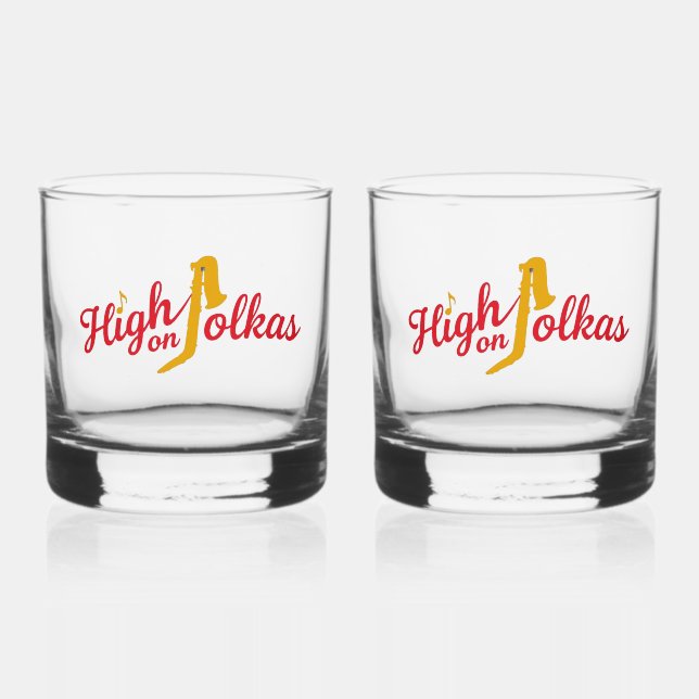 High on Polkas Logo Trinkglas-Set Whiskyglas (Vorderseite)
