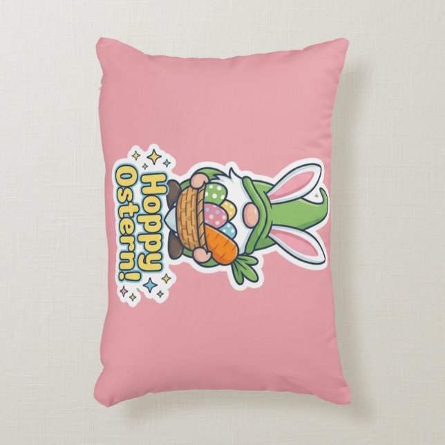 High-quality "Hoppy Easter" gnome illustration Dekokissen (Vorderseite(Vertikal))