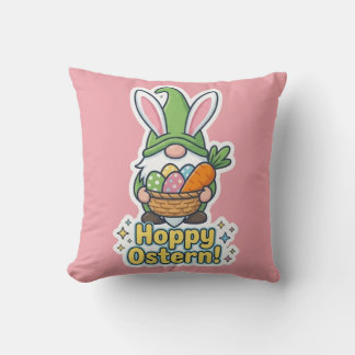 High-quality "Hoppy Easter" gnome illustration Kissen
