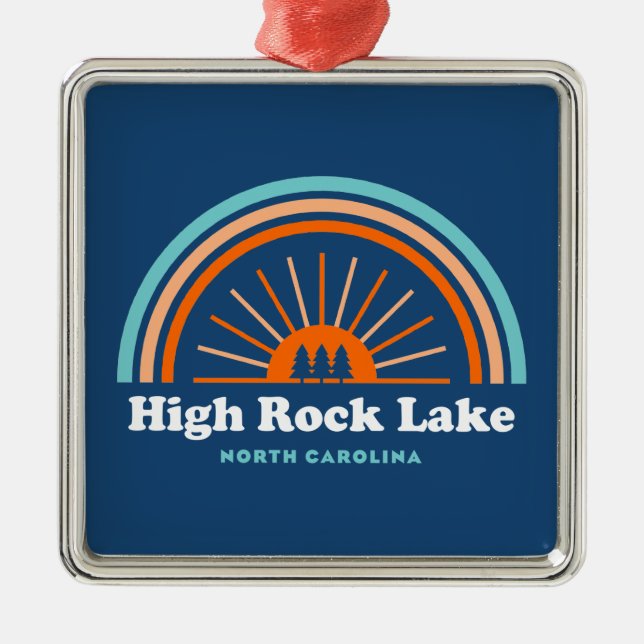 High Rock Lake North Carolina Rainbow Ornament Aus Metall (Vorne)