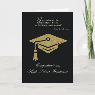 High School Abschluss Gratulationen Black Gold Karte