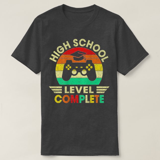High School Abschluss Level Complete Video Games  T-Shirt (Design vorne)