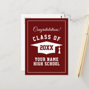 High School Absolvent 2025 rote Postkarten