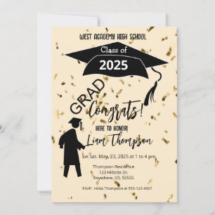 High School Boy Graduation Party Cap Confetti Einladung