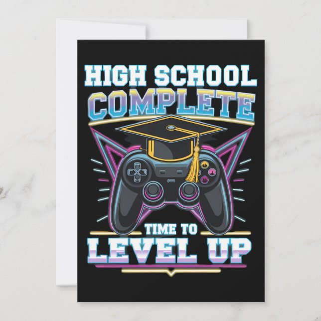 High School Complete Gamer Gaming Abschluss Einladung (Vorderseite)