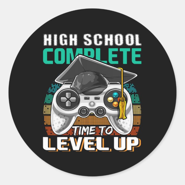 High School Complete Video Game Senior Abschluss Runder Aufkleber (Vorderseite)