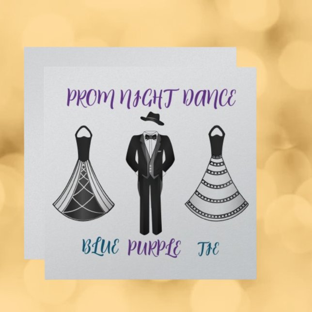 High School Dance Prom formale blaue Lila Krawatte Einladung (Von Creator hochgeladen)
