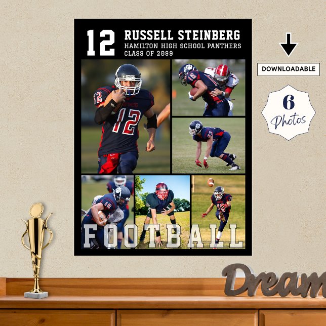 High School Football Senior Night 6 Photo Collage Poster (Von Creator hochgeladen)