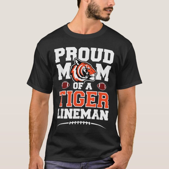 High School Football - Tiger Mascot - Football Lin T-Shirt (Vorderseite)