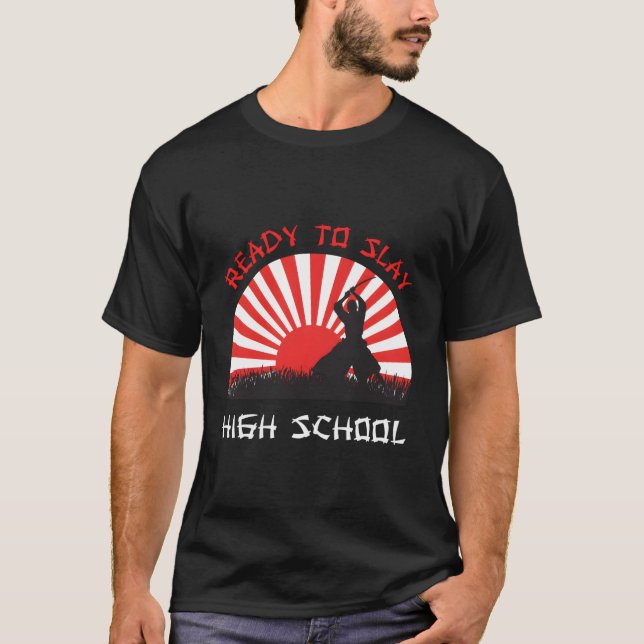 High School Freshman Japanisch Sunset Samurai T-Shirt (Vorderseite)