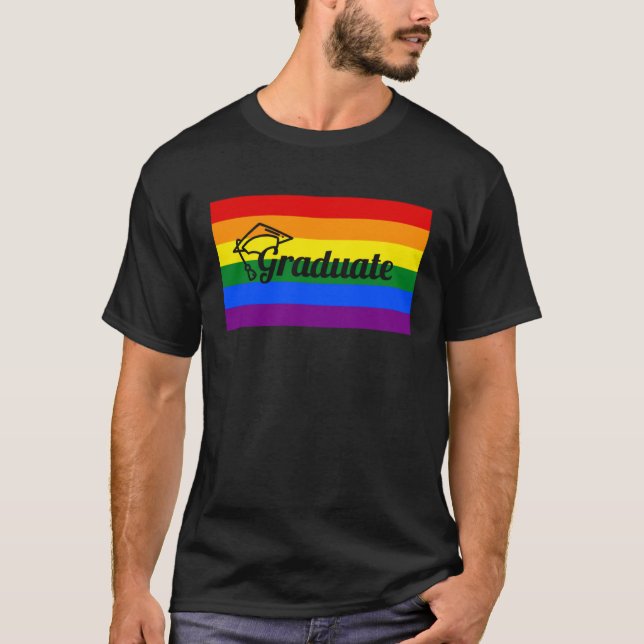 High School Graduate College Gay Pride Flag T-Shirt (Vorderseite)