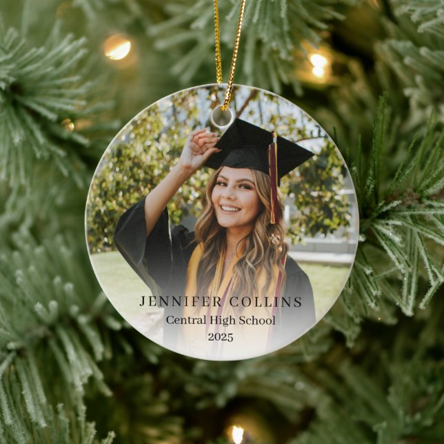 High School Graduate Photo Graduation Keramik Ornament (Baum)