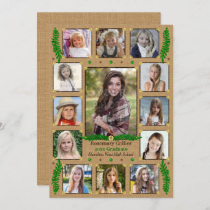 High School Graduation Party Rustic Foto Collage Einladung