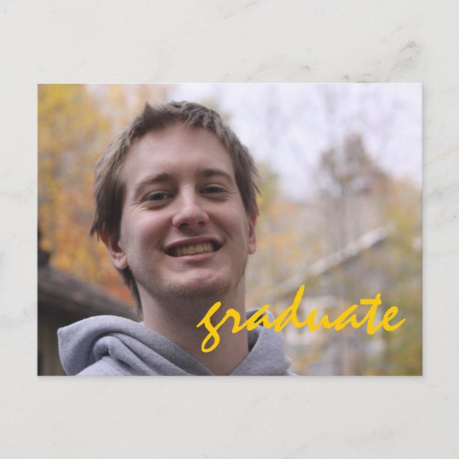 High School Graduation Party Yellow Grad Foto Einladungspostkarte (Vorderseite)