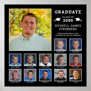 High School K-12 Foto Collage Custom Colors Poster